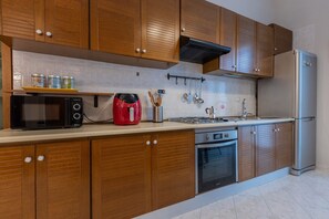 Fridge, microwave, oven, toaster