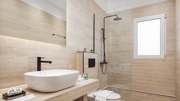 Deluxe Apartment, Balcony, City View | Bathroom | Shower, rainfall showerhead, eco-friendly toiletries, hair dryer