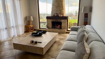 TV, fireplace