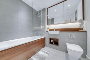 Hair dryer, towels, toilet paper