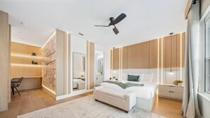 4 bedrooms, desk, iron/ironing board, travel crib