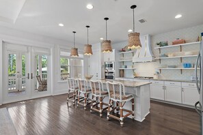 Fridge, microwave, oven, stovetop - Periwinkle Shores Designer-Owned Coastal Retreat with Golf Cart, Bikes & Serene Pond Views (Santa Rosa Beach)