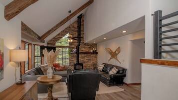 TV, fireplace, offices