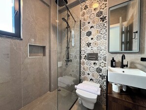 Secadora de cabello, toallas, jabón, papel de baño 