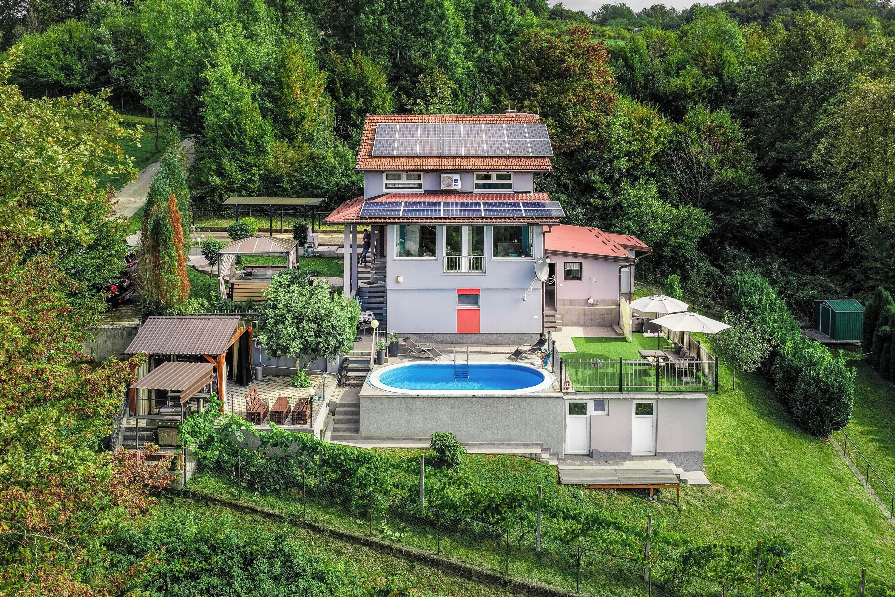 Family House, Multiple Bedrooms, 2 Bathrooms, Mountainside (Riverside House with Pool and Hot Tub) | Exterior