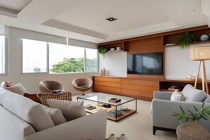 Una televisión de pantalla plana