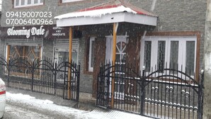 A building with a sign for 'Blooming Dale' offering hospital and handicrafts services. - Blooming Dale (Srinagar)