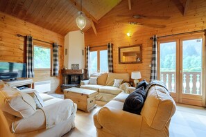 Televisión, chimenea, videojuegos y reproductor de DVD 