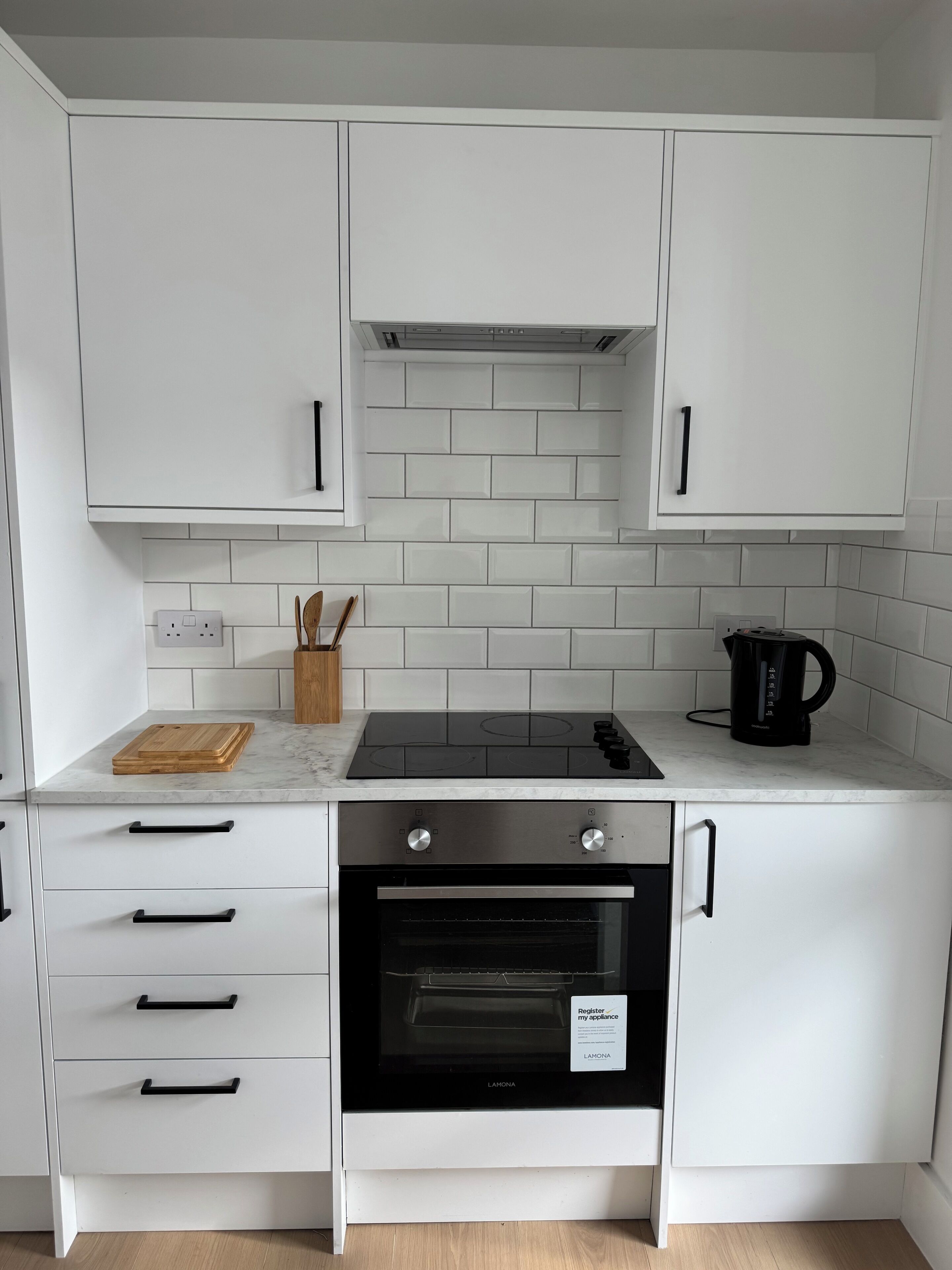 Fridge, oven, dishwasher, electric kettle