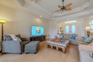 Smart TV, table tennis, books, computer monitors