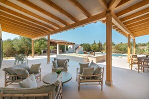 Outdoor dining - Villa Olivo modern holiday home with pool in Mallorca near Ses Salines and Es Trenc (Ses Salines)