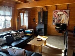TV, caminetto, lettore DVD, impianto stereo