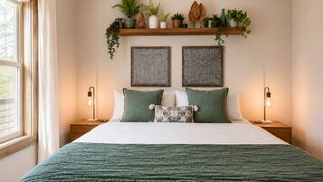 3 bedrooms, desk, iron/ironing board, travel crib