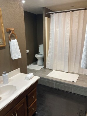 Sèche-cheveux, serviettes fournies, savon, papier toilette