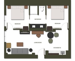 Premier suite, meerdere bedden | Grondplan