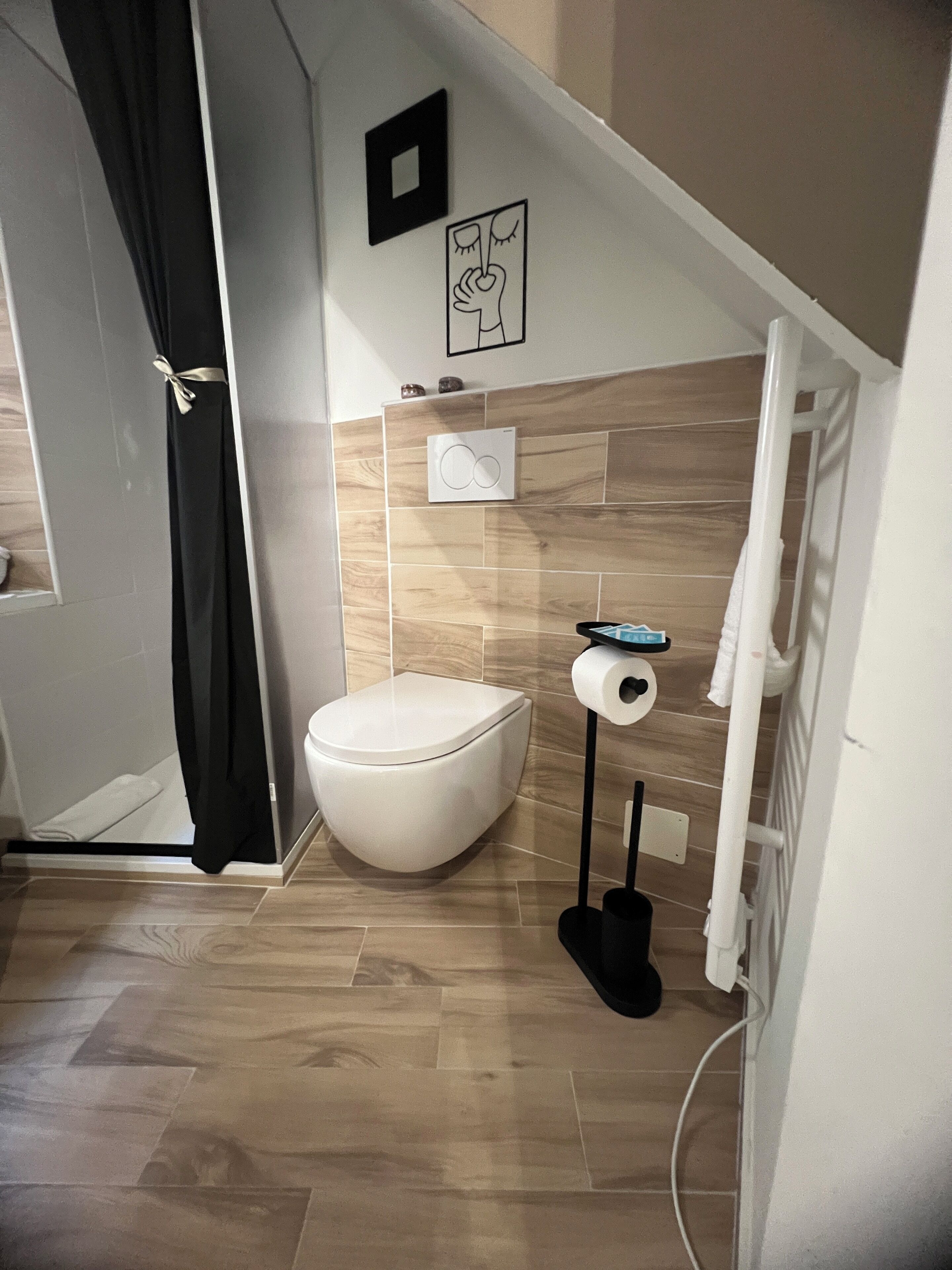 Ducha, secador de pelo, bidet, toallas