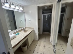Shower, towels, toilet paper