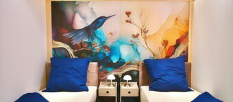 Bright, lovingly decorated vacation apartment on the outskirts of the village. Pet friendly!