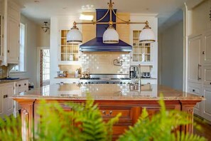 Fridge, oven, stovetop, coffee/tea maker