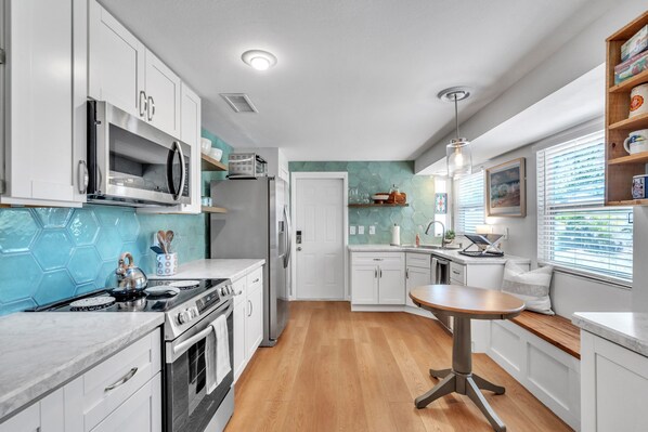 Microwave, oven, stovetop, dishwasher