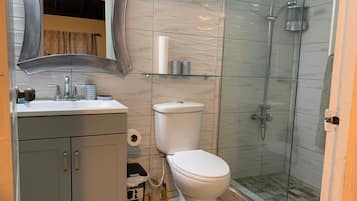 Hair dryer, towels, toilet paper