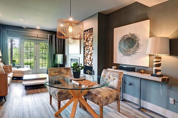 Design Condo, Patio, Mountain View | In-room dining - 120 Algonquin Unit 7 (Mont-Tremblant)