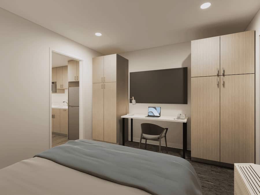 Desk, laptop workspace, free WiFi