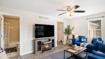 TV, fireplace, table tennis