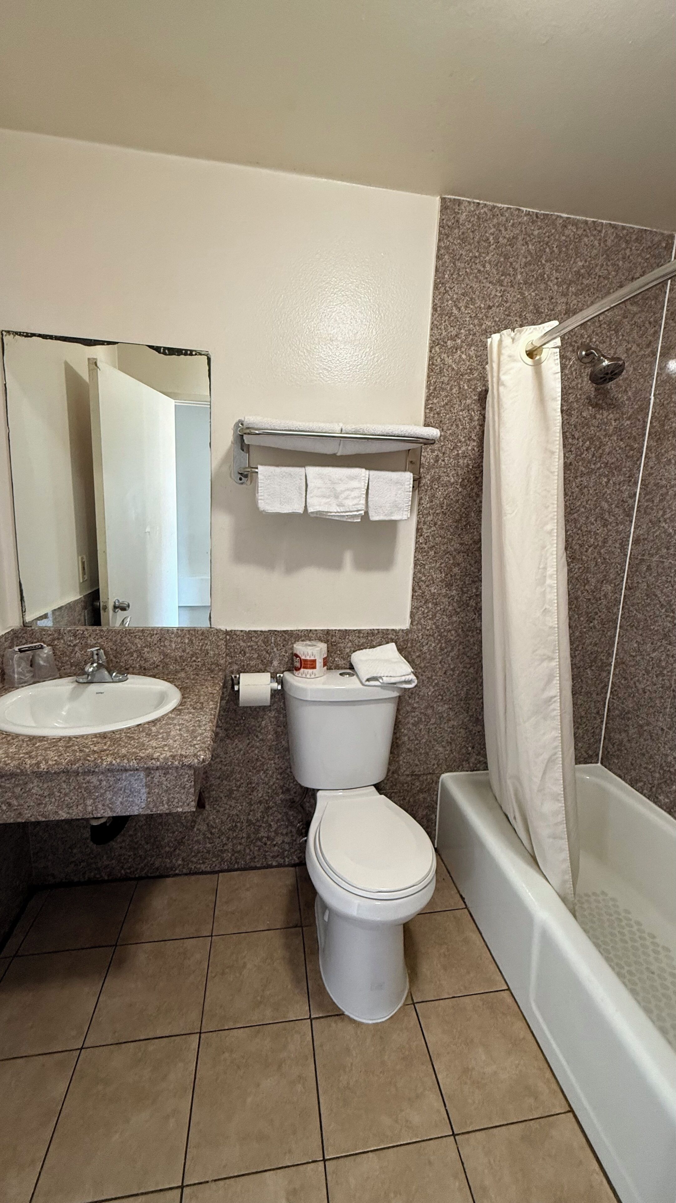 Standard Room, 2 Double Beds, Non Smoking, Private Bathroom | Bathroom | Combined shower/bathtub, towels, soap, toilet paper