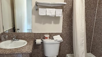 Standard Room, 2 Double Beds, Non Smoking, Private Bathroom | Bathroom | Combined shower/bathtub, towels, soap, toilet paper