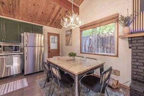 Fridge, microwave, oven, stovetop - Retro camp vibes meet modern comfort — hot tub under the stars, full game room, and walkable location near Summit & the Village. (Big Bear Lake)
