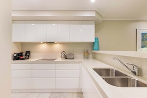 Oven, stovetop, dishwasher, coffee/tea maker