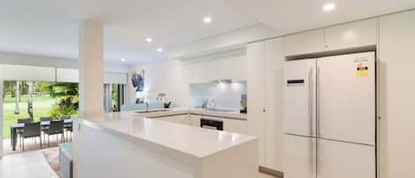 Oven, stovetop, dishwasher, coffee/tea maker