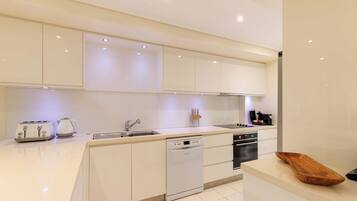 Oven, stovetop, dishwasher, coffee/tea maker