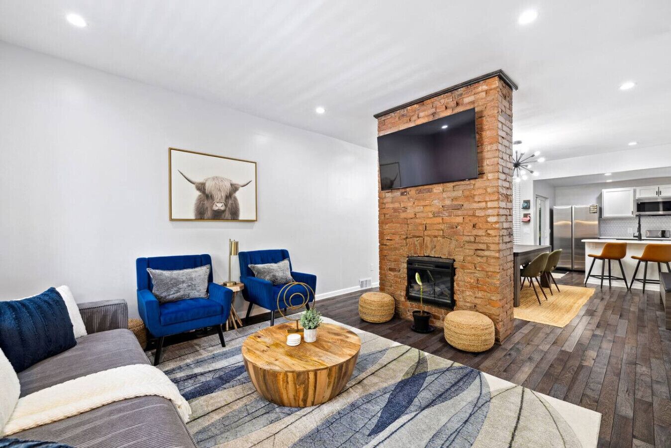 TV, fireplace, table tennis