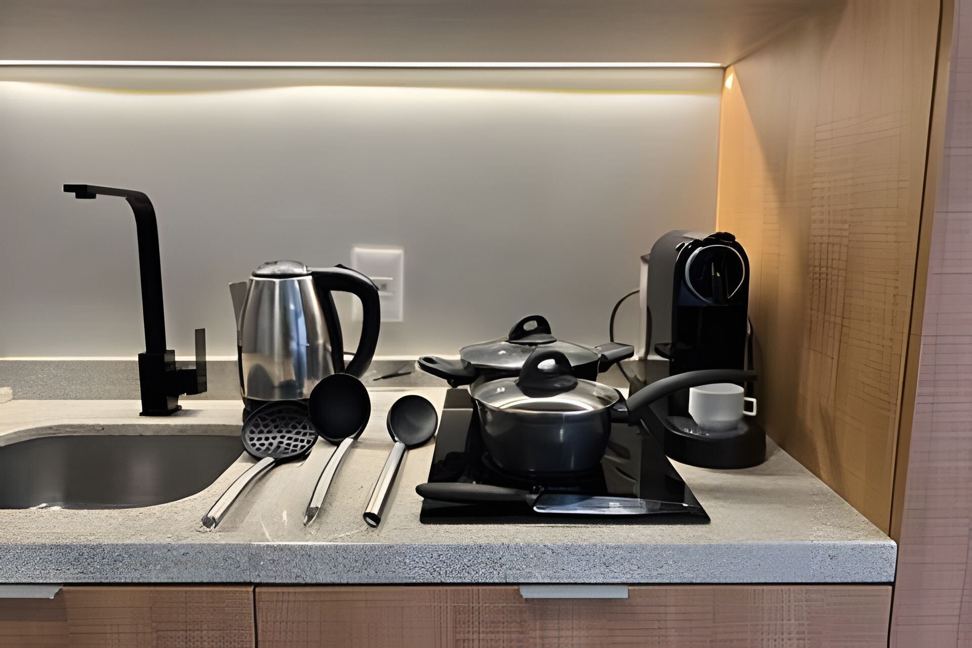 Apartment | Private kitchen | Fridge, stovetop, cookware/dishes/utensils