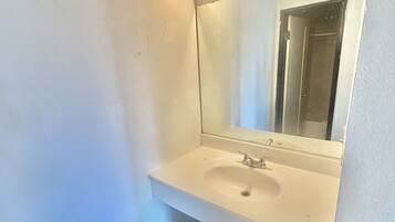 Separate bathtub and shower, towels, soap, shampoo