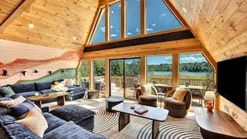 TV, fireplace, table football