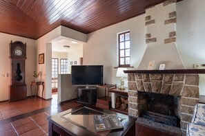 TV, fireplace