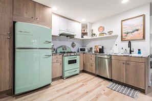 Fridge, microwave, oven, dishwasher