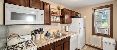 Microwave, oven, stovetop, dishwasher