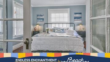 1 bedroom, desk, iron/ironing board, travel crib