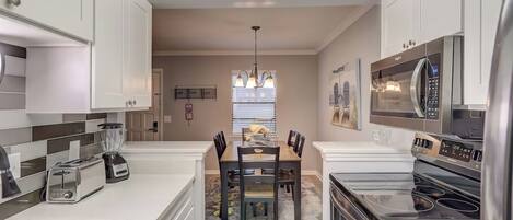 Fridge, microwave, coffee/tea maker, toaster