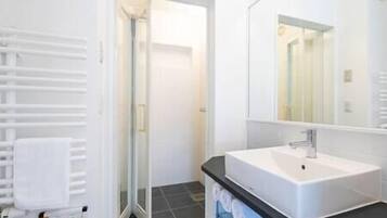 Hair dryer, towels, toilet paper