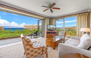 TV, DVD player, stereo - Maui Resort Rentals: Honua Kai Konea 834 – 8th Floor Penthouse | Oversized Lanai w/ Ocean & Mountain Views! (Lahaina)