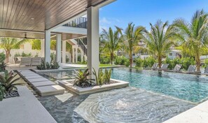 Outdoor pool, a heated pool - Gorgeous canal front home on Anna Maria! (Anna Maria)