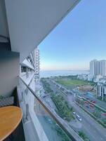 Basic Studio, 1 King Bed, Balcony, Beach View | Beach/ocean view