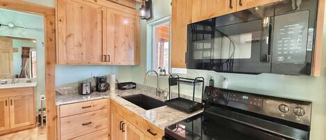 Microwave, oven, stovetop, coffee/tea maker