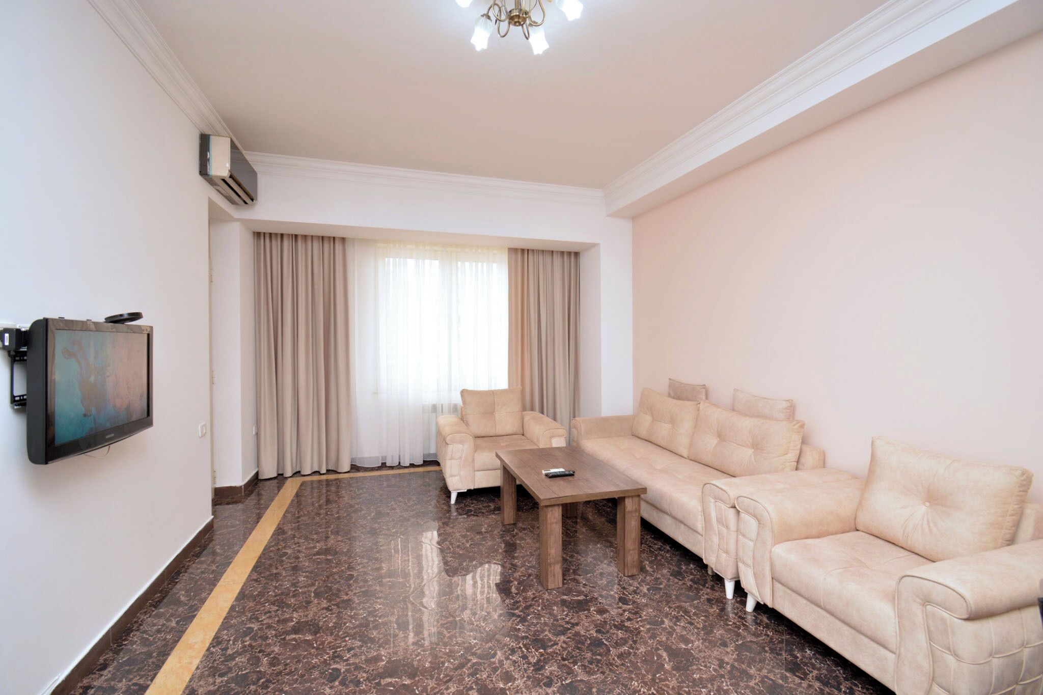 Classic Apartment, 1 Bedroom, Balcony, Garden View | Living area | 50-inch flat-screen TV with cable channels