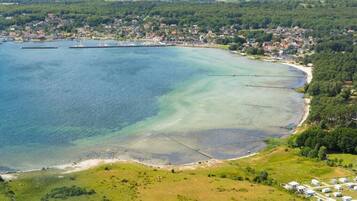 On the beach, white sand, beach bar